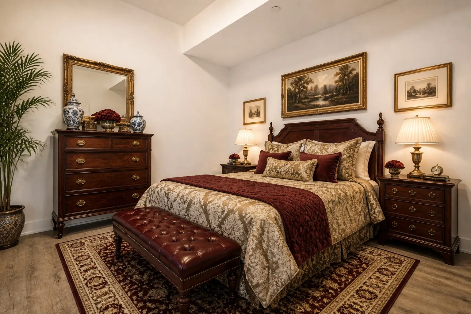 Virtual staging software staging a bedroom photo