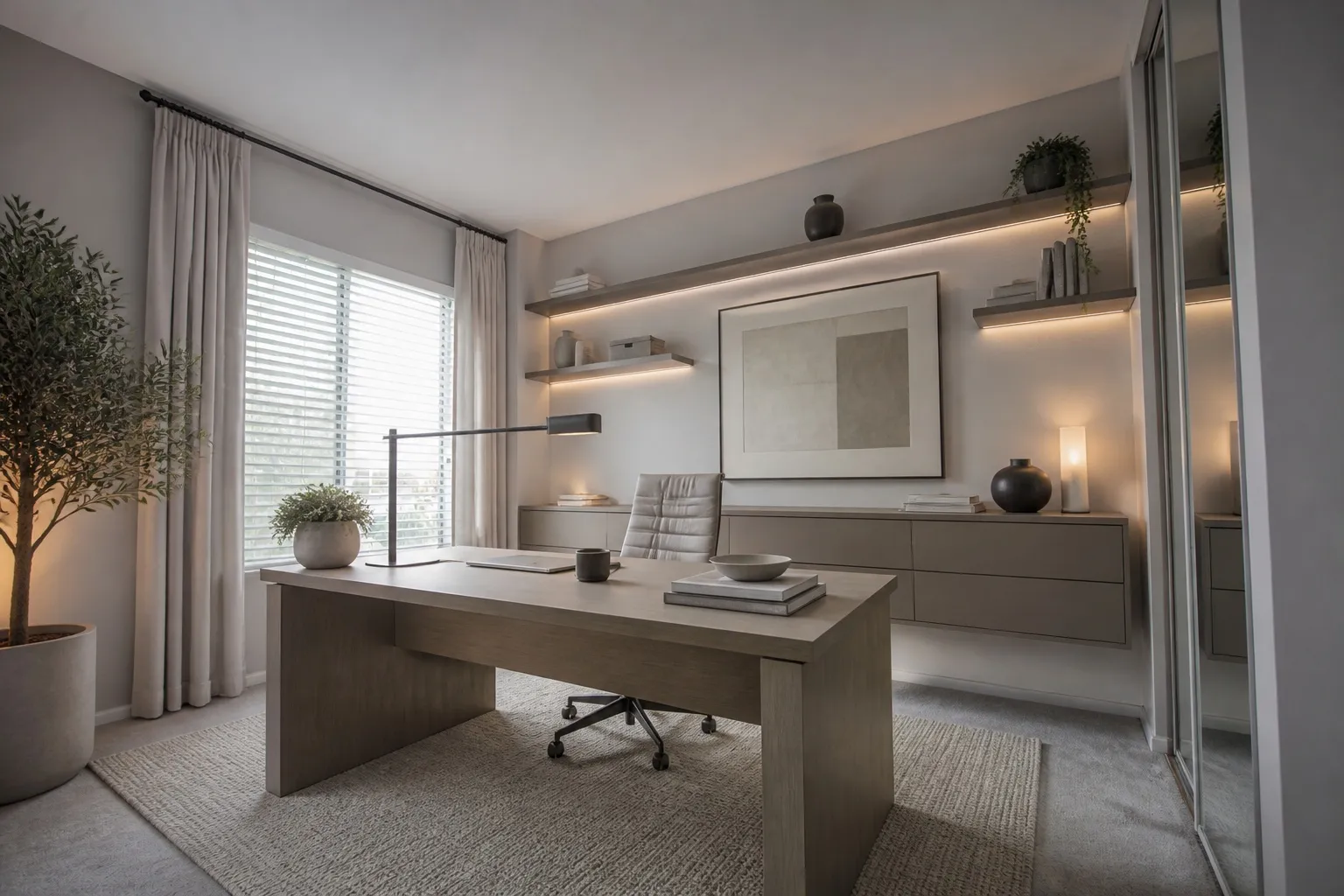 Virtual staging software furnishing a spare room